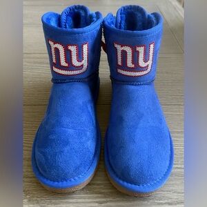 New York Giants Girls Blue & Red Rhinestone Logo Low Team Ribbon Boots - Size 7